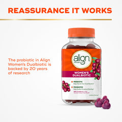 Align Probiotic Women's Dualbiotic cranberry-flavor gummies evoke easy daily intake