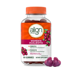 Align Probiotic Women's Dualbiotic Gummies bottle with cranberry for urinary health support