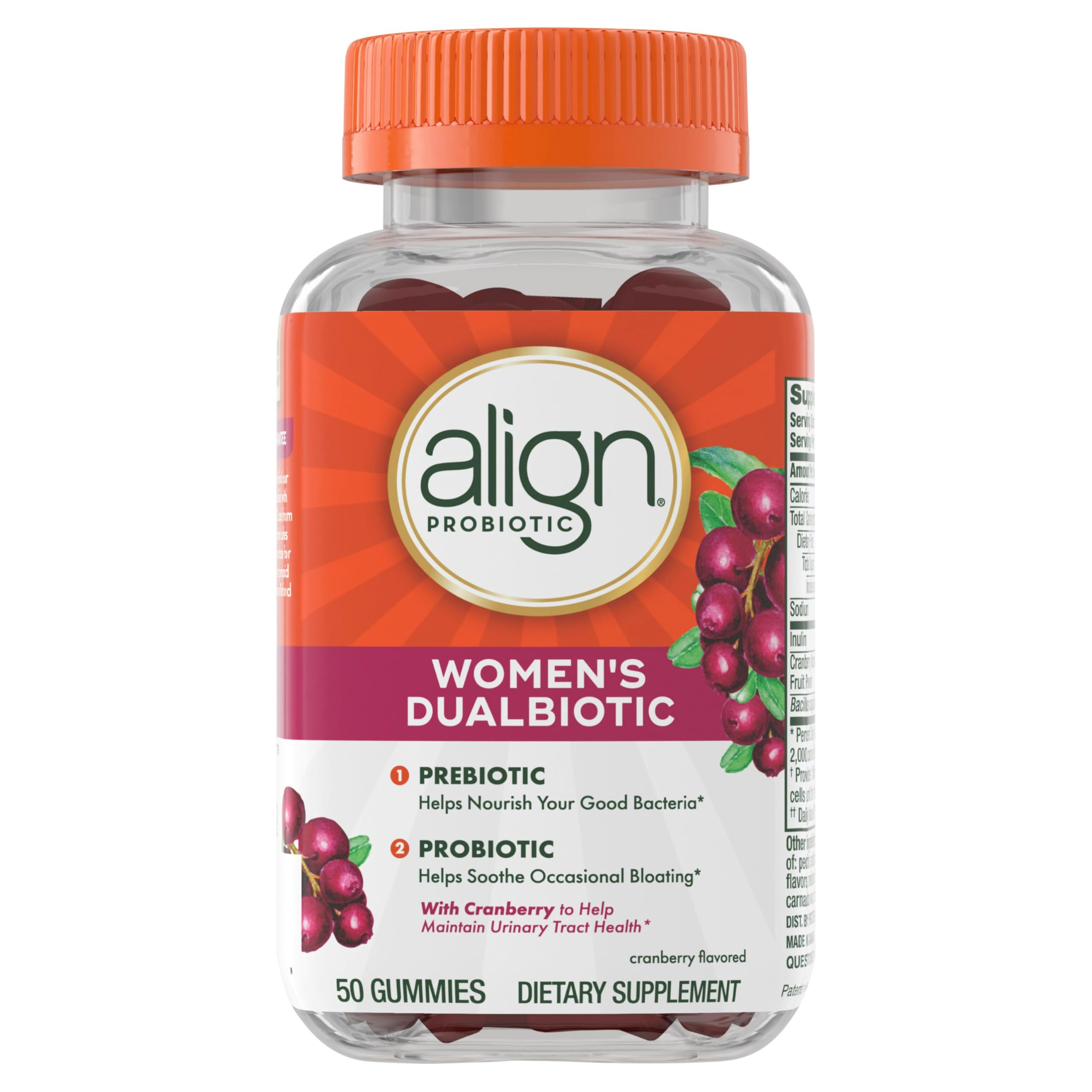 Align Probiotic Women's Dualbiotic nutrition label highlights 1 Billion CFUs dosage