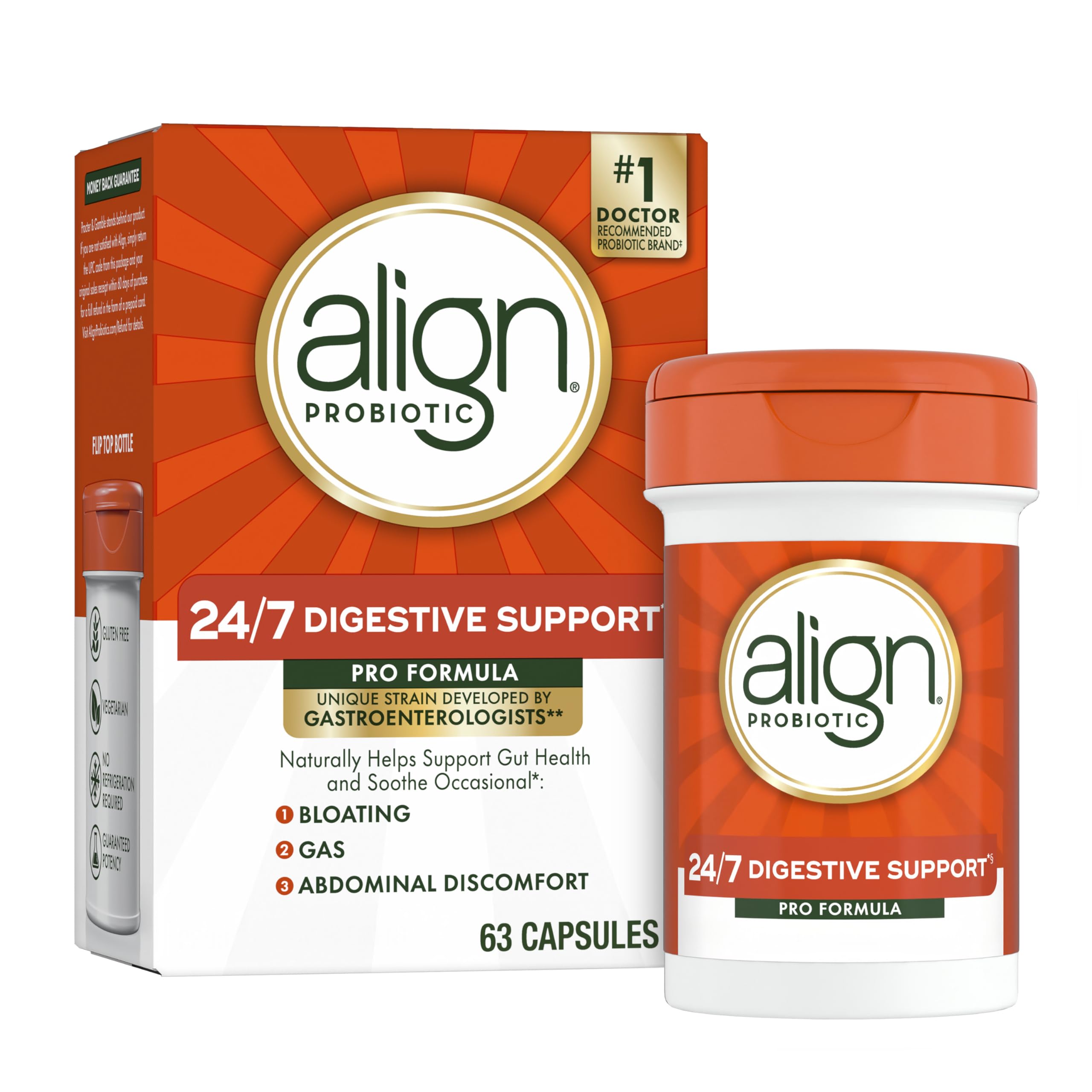 Align Pro Formula bottle front displaying branding and digestive support.