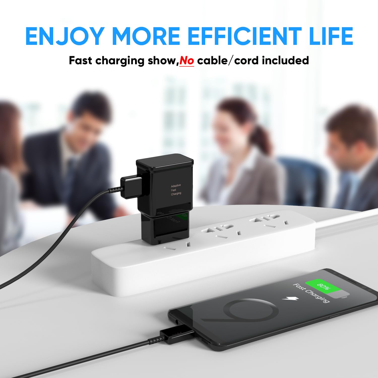 Alimu Adaptive Fast Charging Block with Samsung devices, versatile charging option.