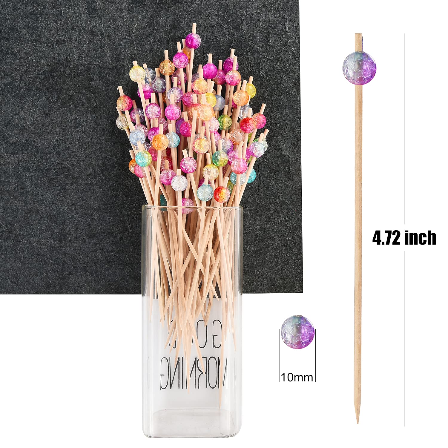 ALINK colorful pearl-ball ends on cocktail picks for easy grabbing at parties