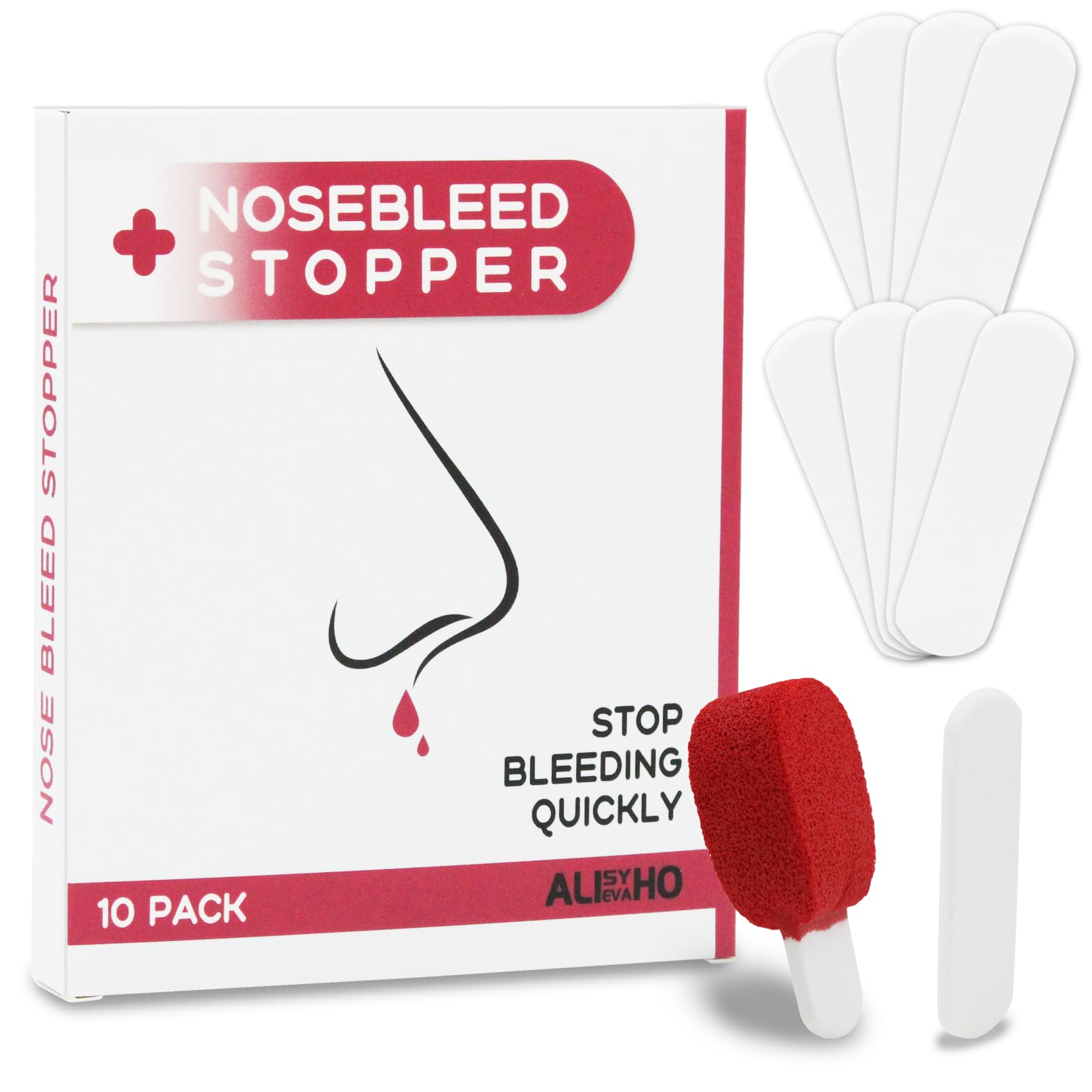Alisyevaho Nosebleed Plug Ten-Pack laid flat for easy portability