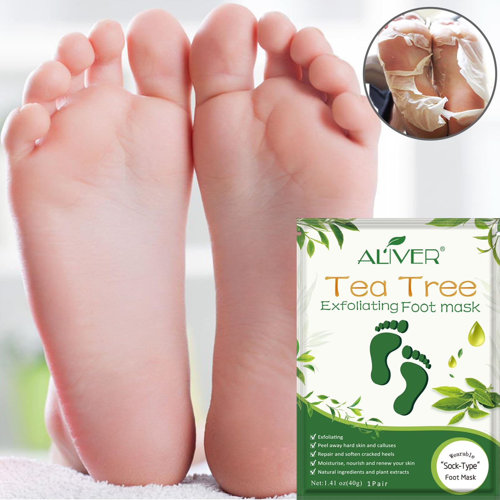 ALIVER foot peel mask ingredients highlight botanicals for gentle renewal.