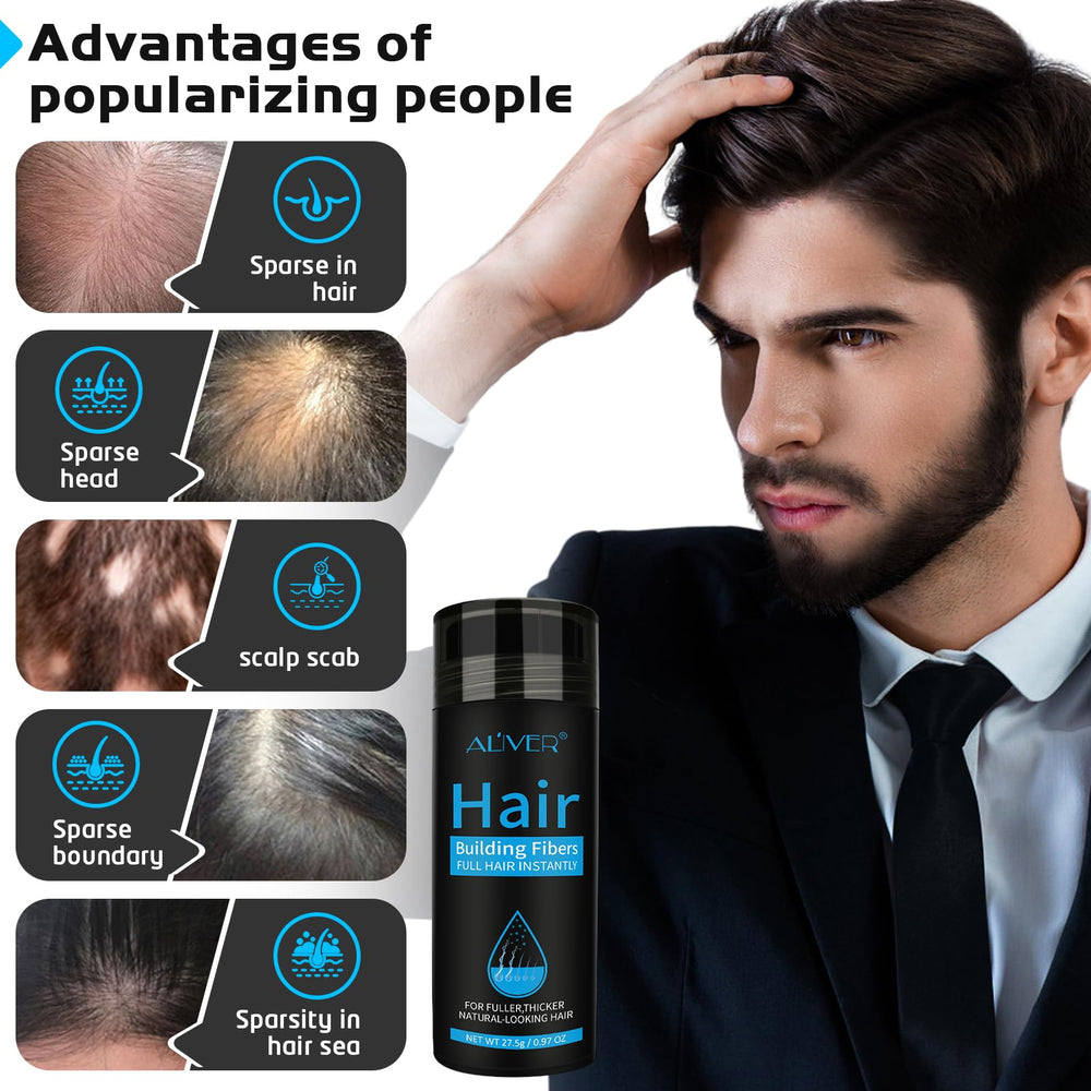Applying ALIVER fibers, spread evenly for seamless volume blending with your real hair.