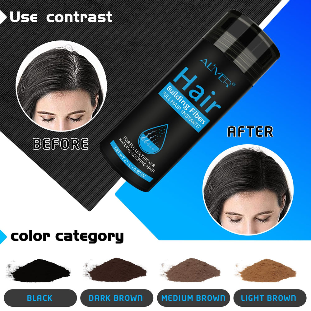 Crown area after application reveals fuller, natural hair using ALIVER fibers.