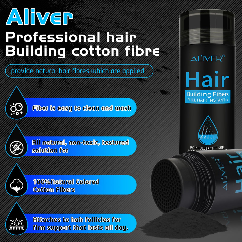 Close-up shows thinning area lifted with ALIVER fibers for a denser silhouette.