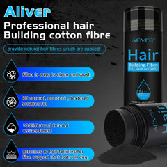 Close-up shows thinning area lifted with ALIVER fibers for a denser silhouette.