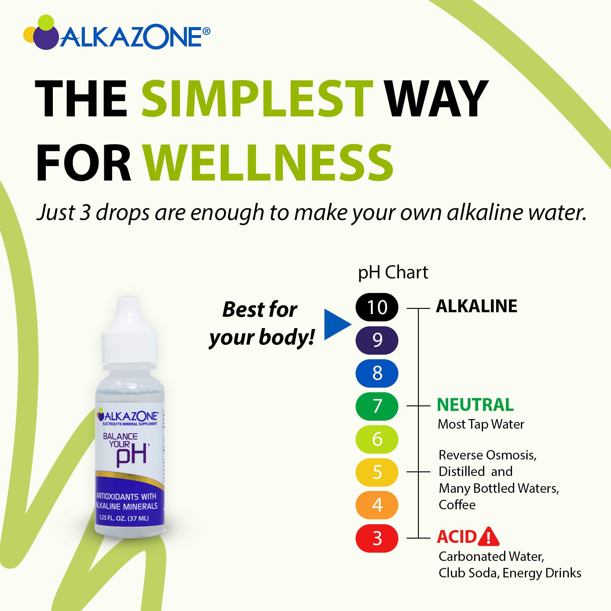 Drops of Alkazone Balance added to a glass of water
