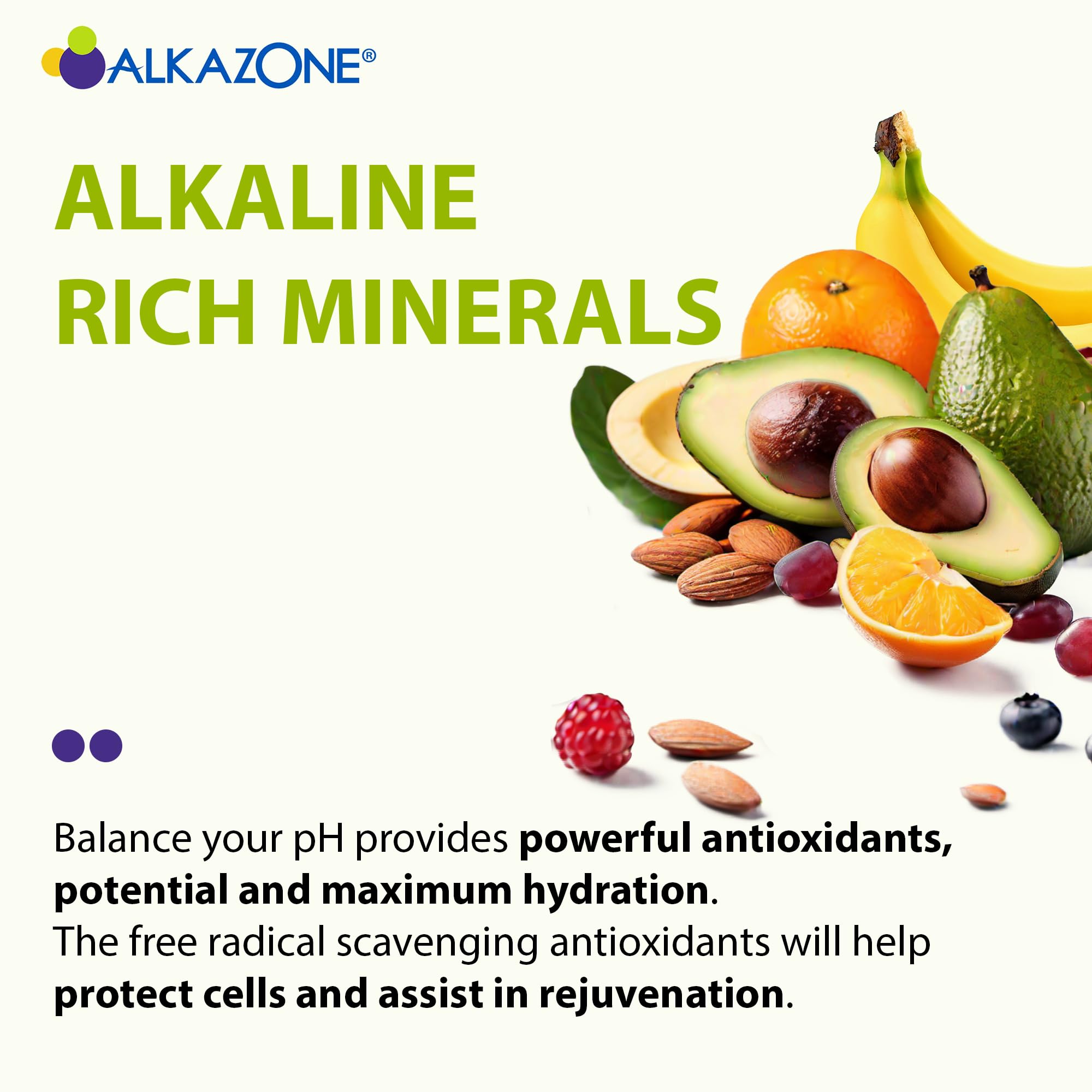 Close up of Alkazone Balance label highlighting minerals