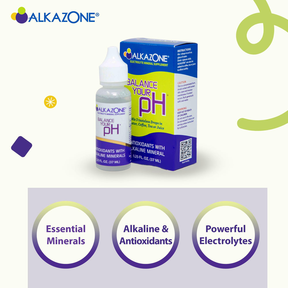 Glass of water with Alkazone Balance showing alkalinity