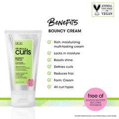 All About Curls Bouncy Cream smooths hair and adds shine without harsh sulfates.