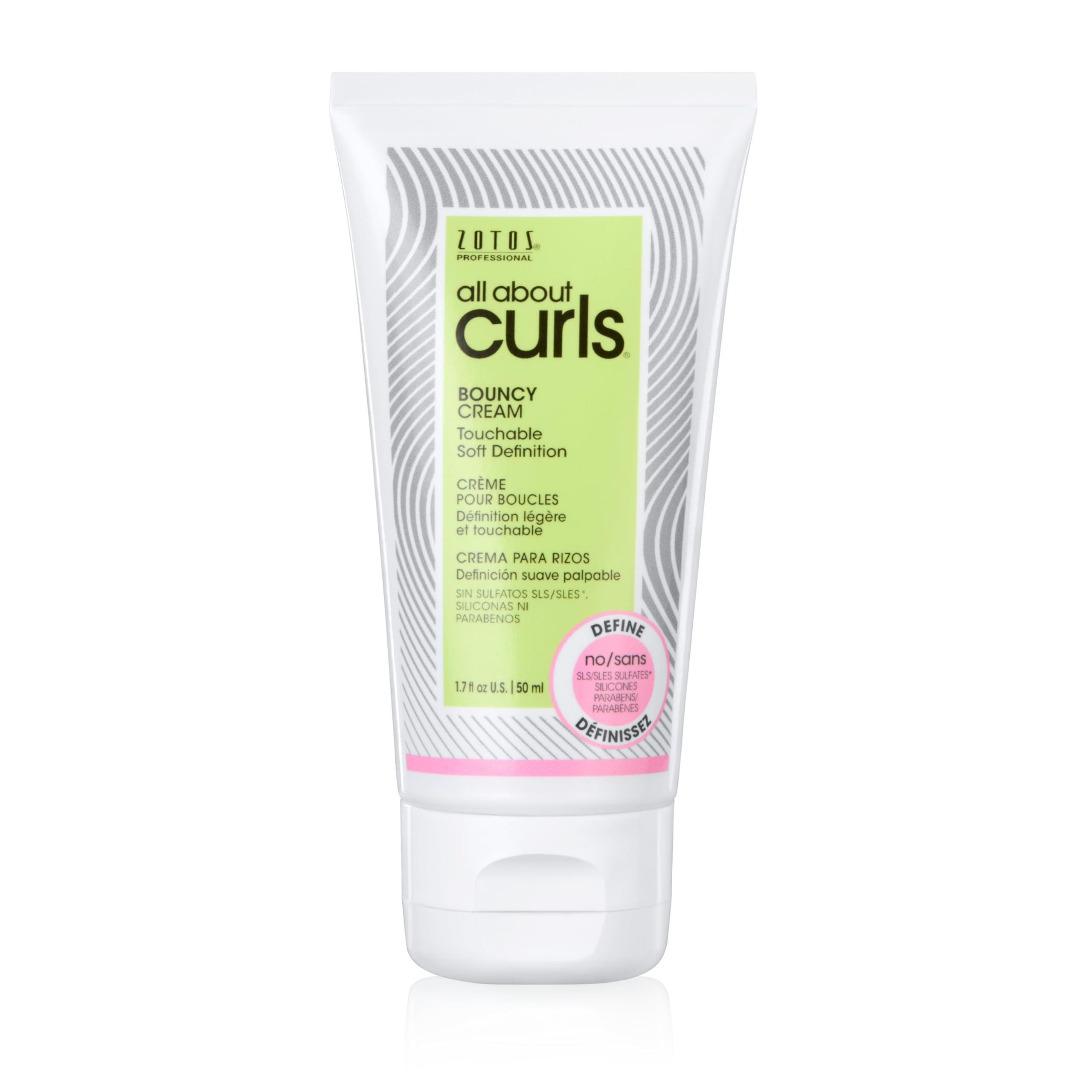 All About Curls Bouncy Cream travel-size bottle for on-the-go moisture and curl definition.