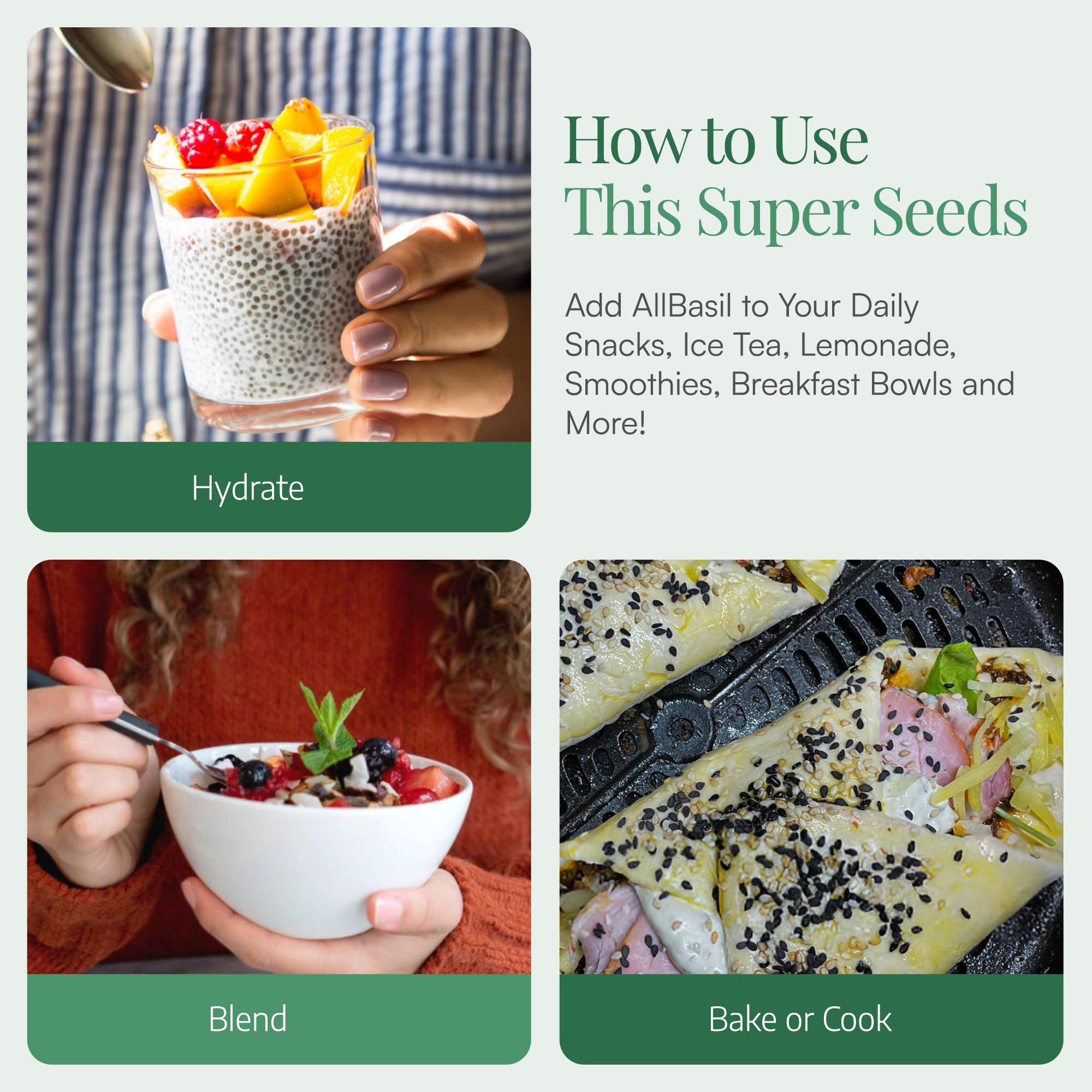 All Basil Seeds baking ingredient enhances gluten-free recipes with moisture and texture.