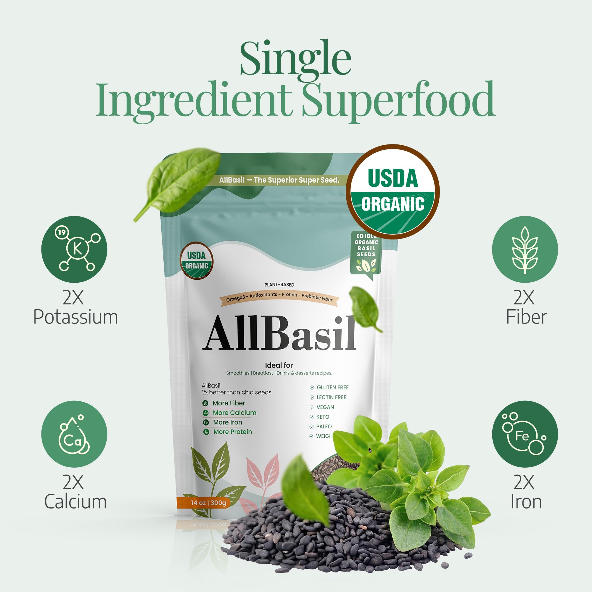 All Basil Seeds in a glass of water provide a refreshing prebiotic boost.