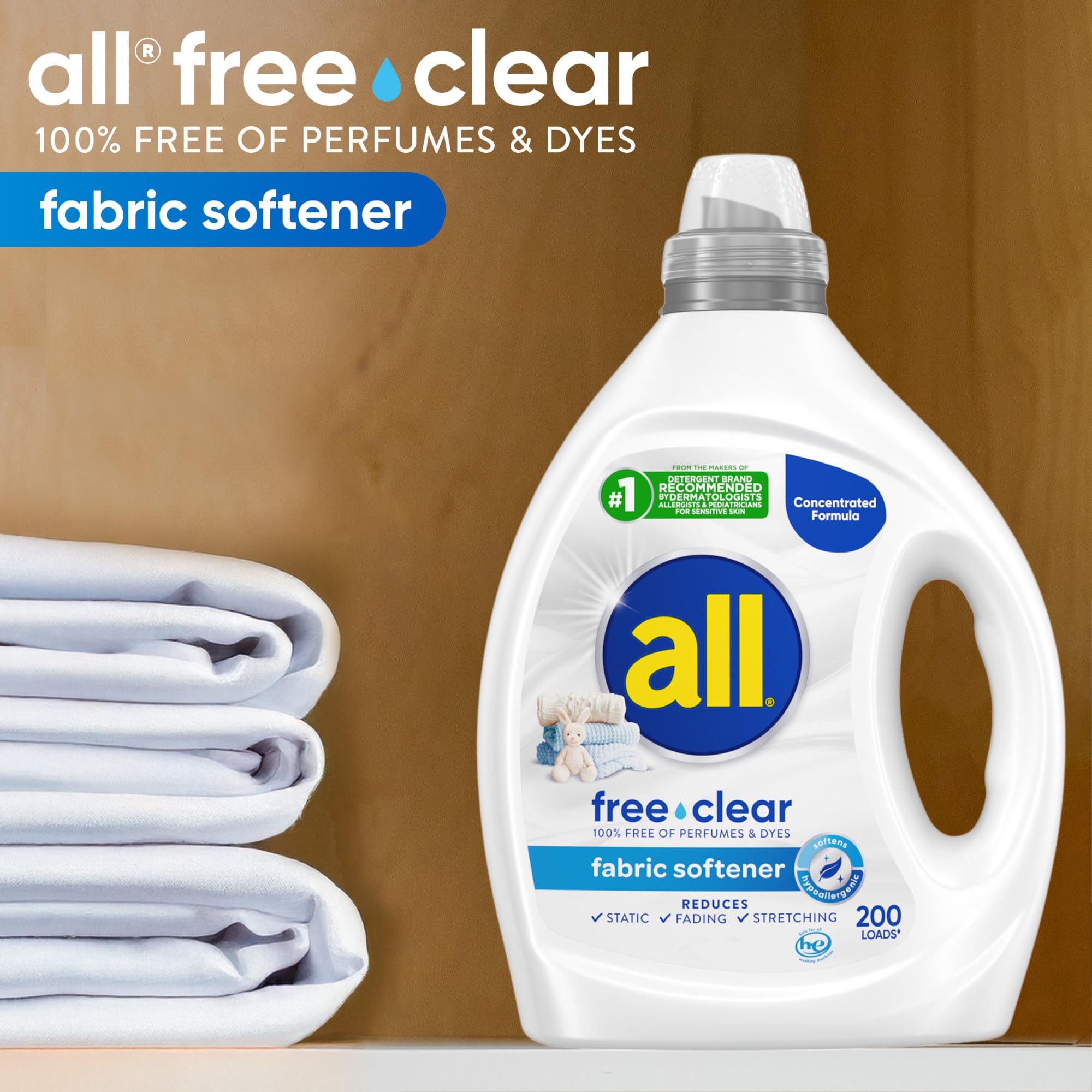 Pairing All Free Clear detergent and softener for a skin-friendly routine.