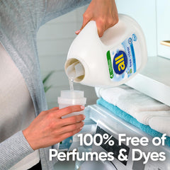Close-up of dosing lines on All Free Clear cap for precise laundry loads.