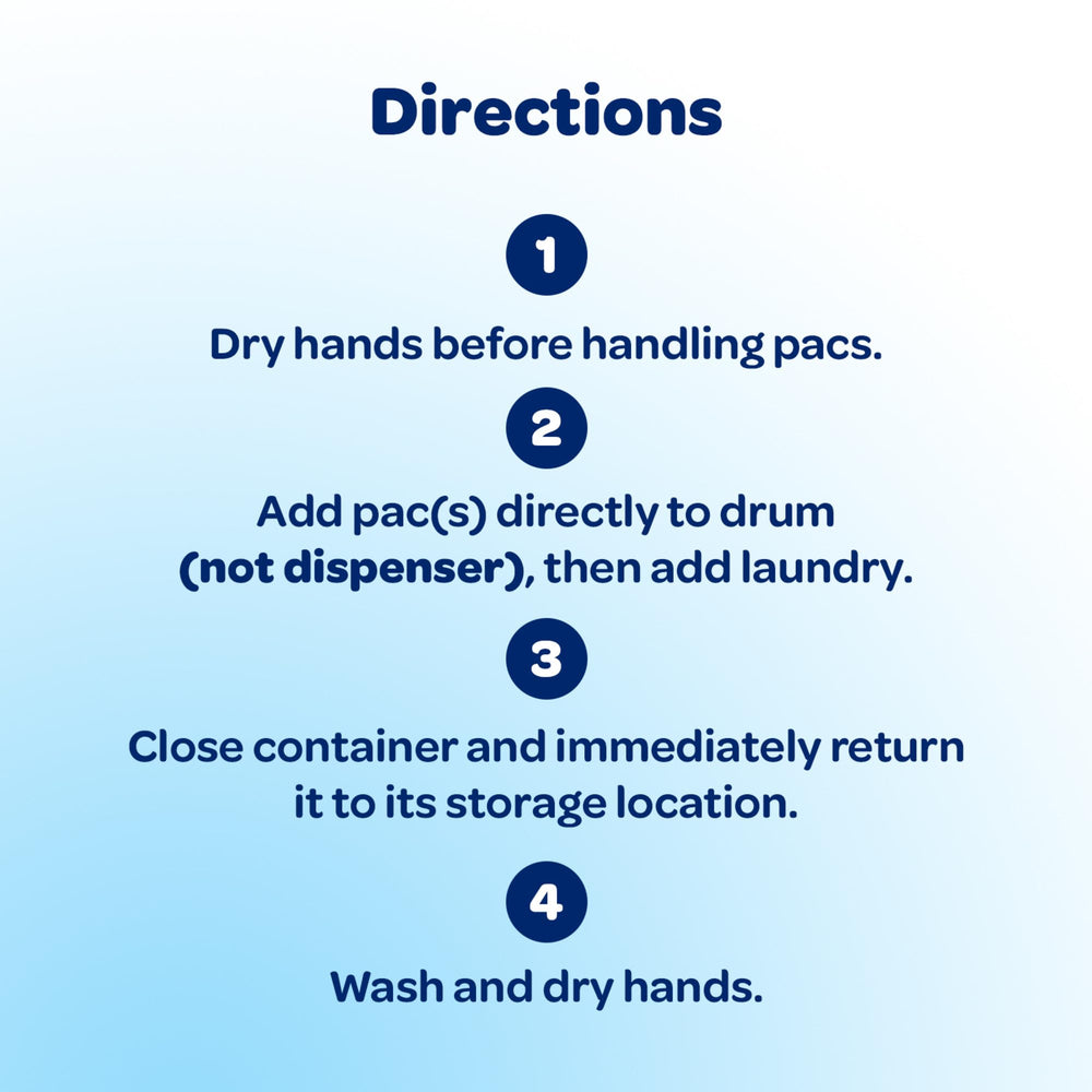 All Free Clear Mighty Pacs dissolving in water, leaving clothes bright and clean.