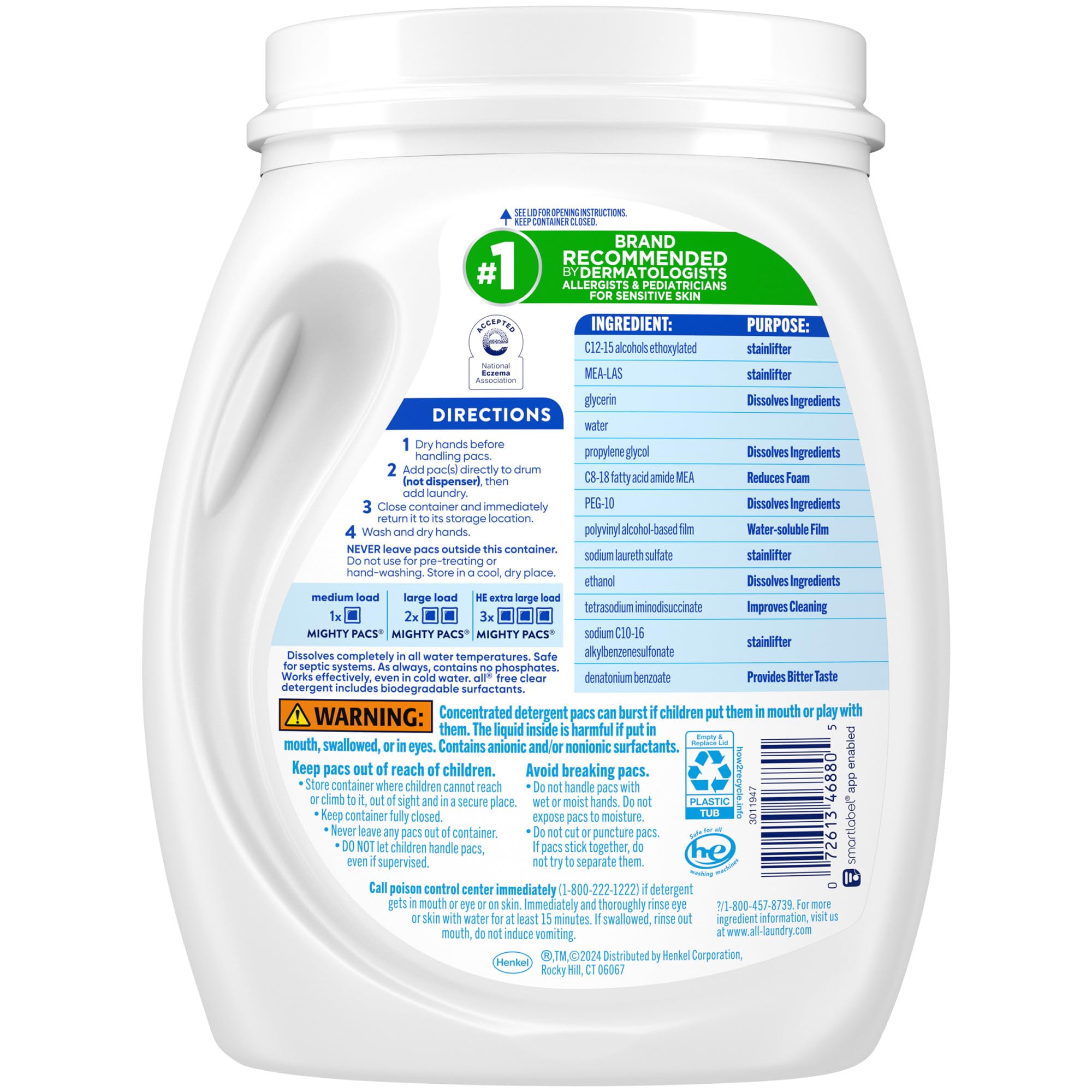 Fragrance-free label on All Free Clear Mighty Pacs packaging.