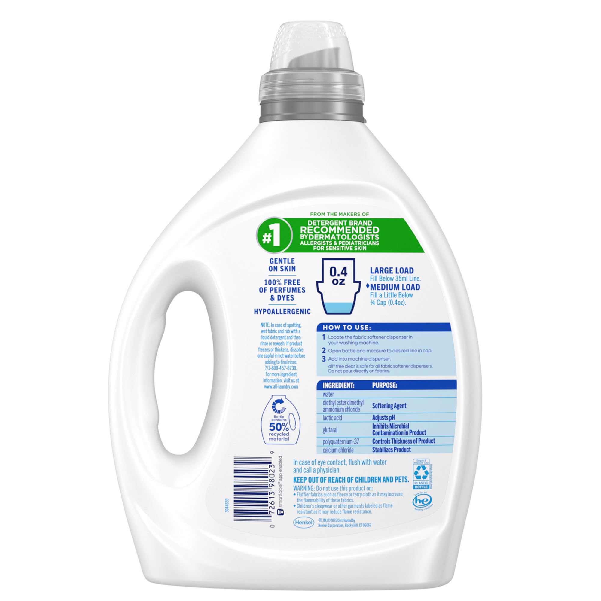 Clothes emerge soft and static-free after All Free Clear fabric softener.