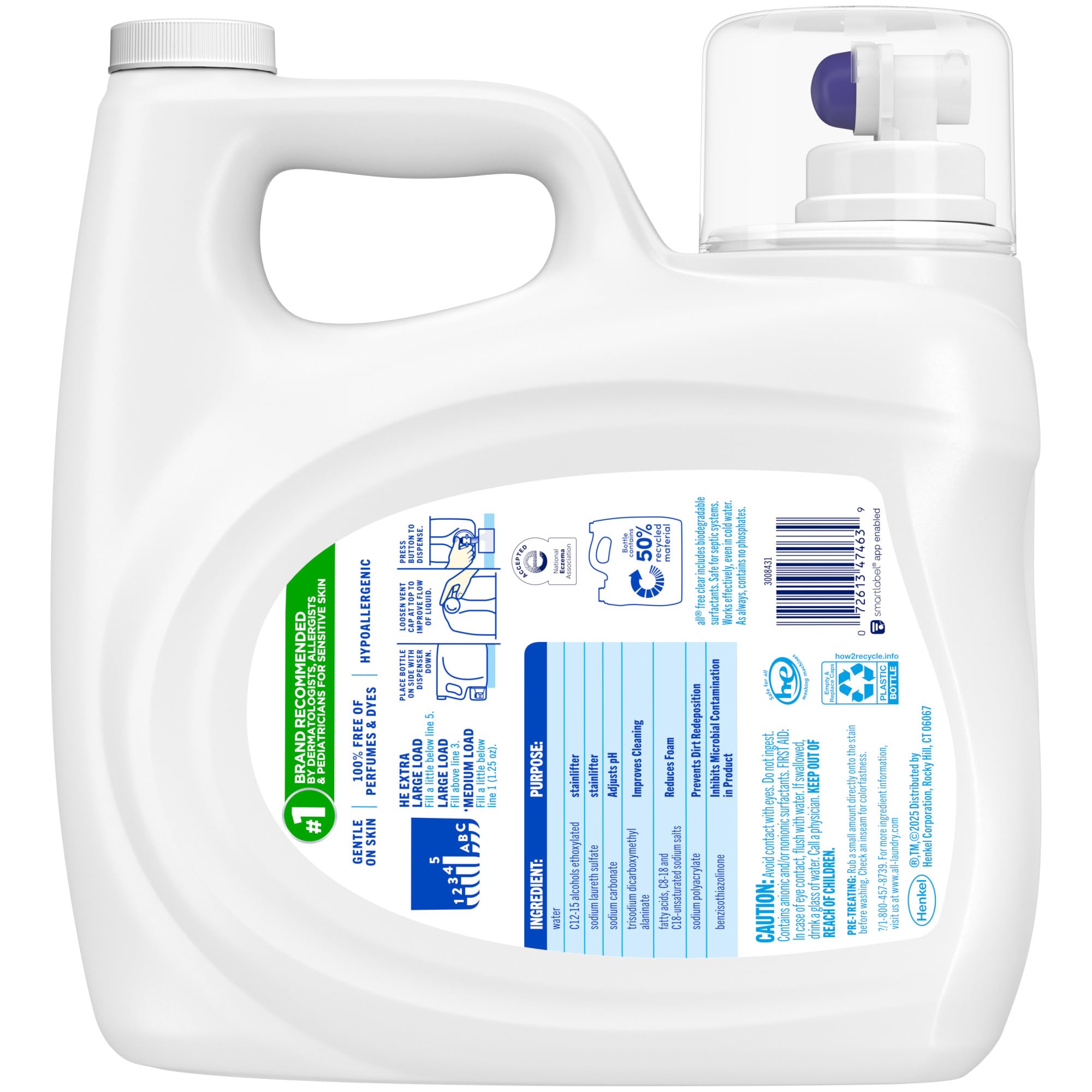 Stain pre-treatment with All Free Clear shows effective cleaning on common spots.