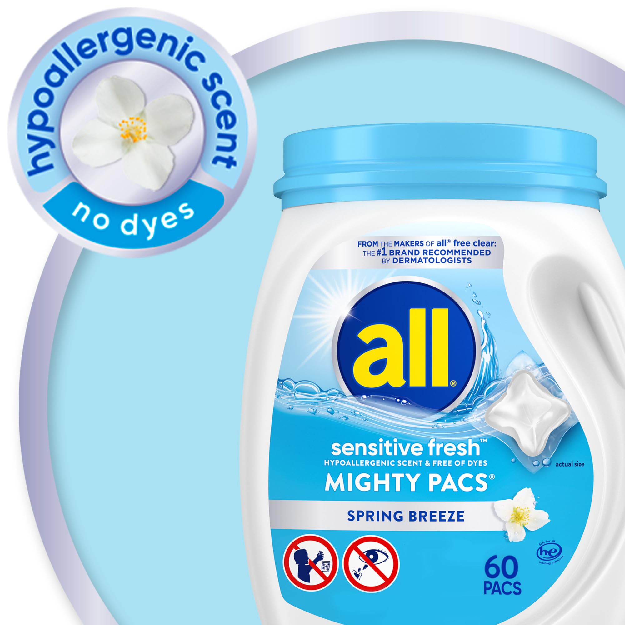 All hypoallergenic scent closeup reinforces gentle laundry experience.