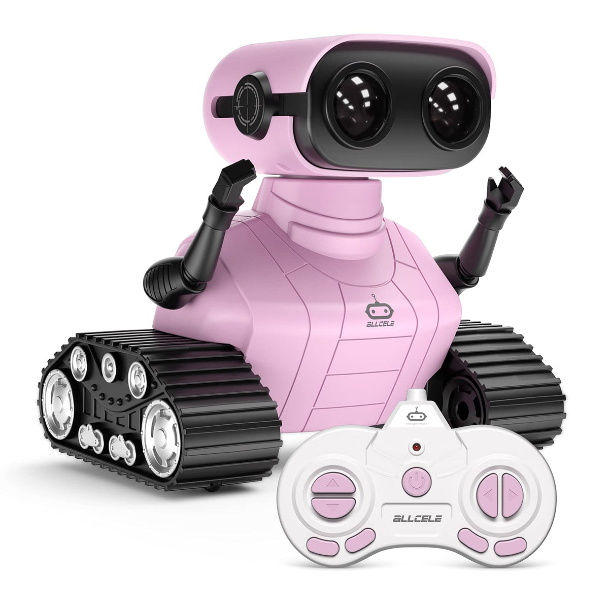 ALLCELE Girls Robot Toy pink front view highlights a friendly, imaginative play experience.