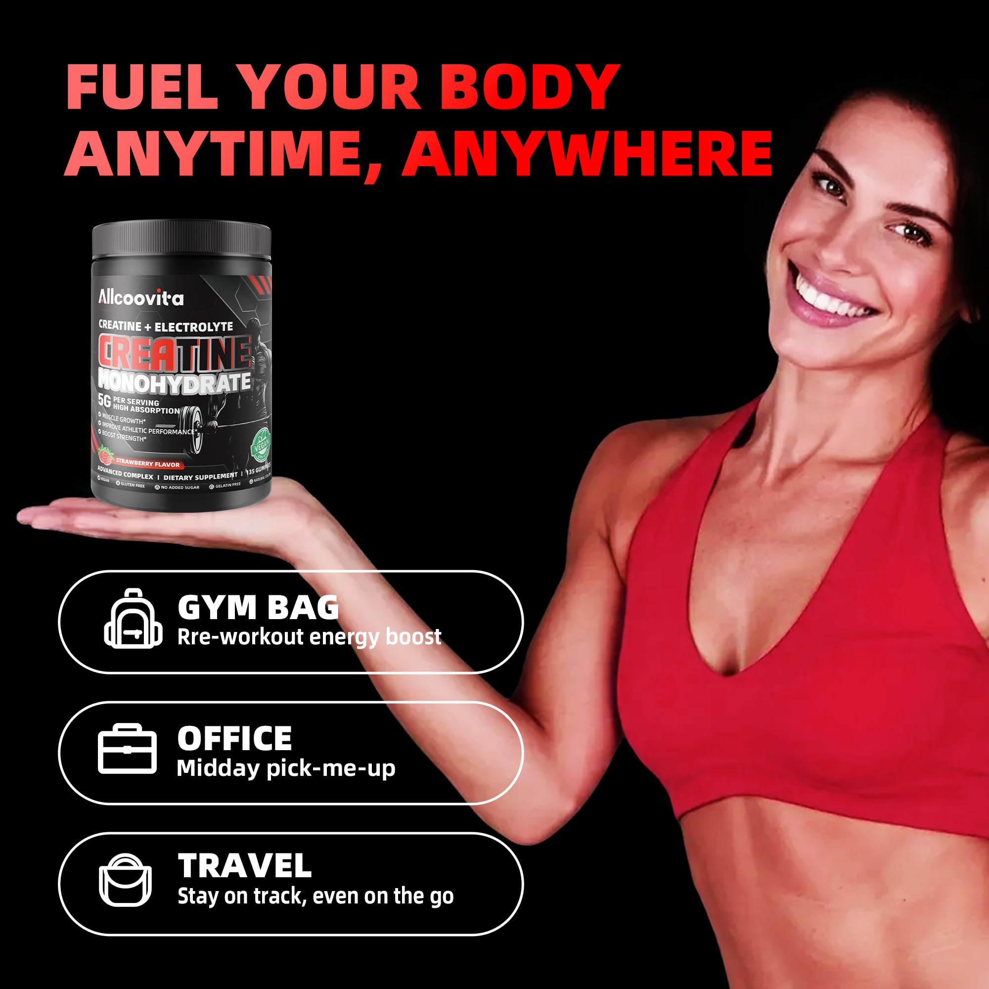 Allcoovita creatine gummy vegan gluten-free and non-GMO