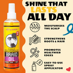 AllDay Locks Braid Oil keeps protective styles looking smooth and breathable