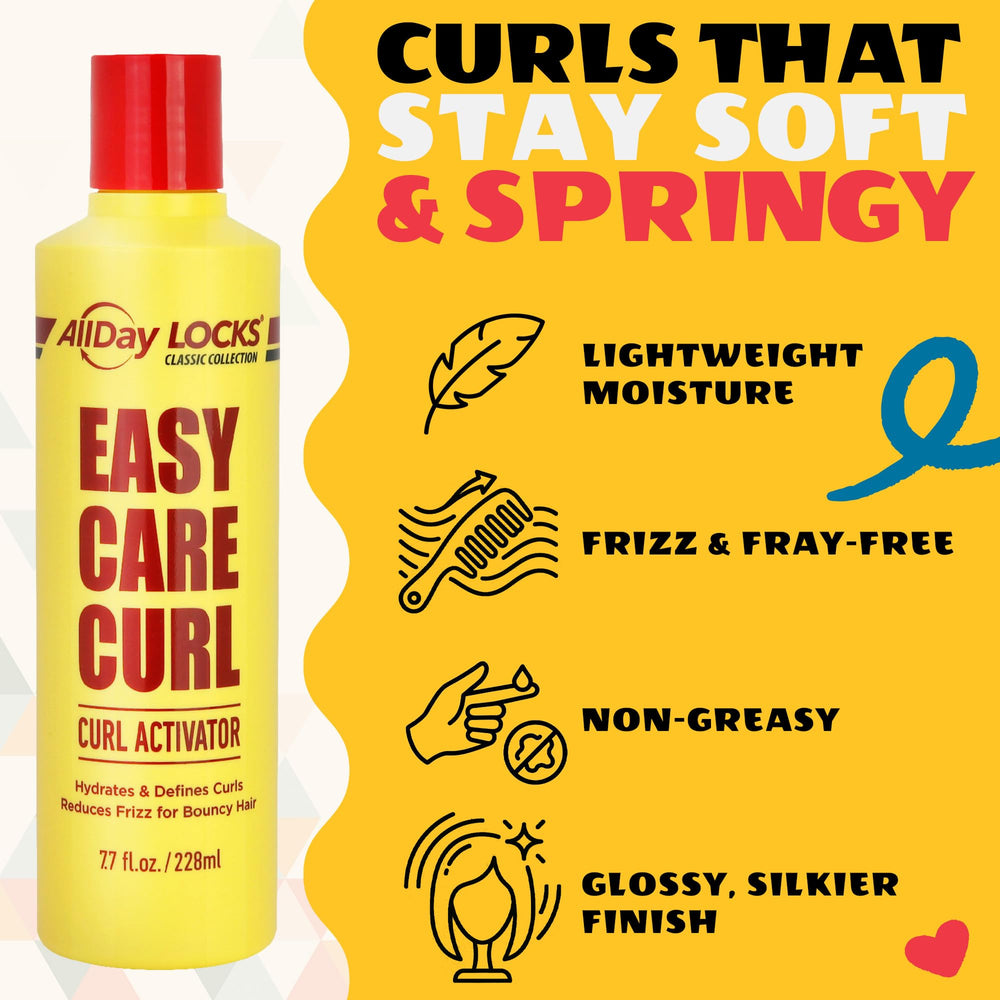 AllDay Locks curl activator applied to damp hair for moisture and manageability