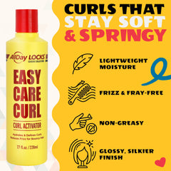 AllDay Locks curl activator applied to damp hair for moisture and manageability