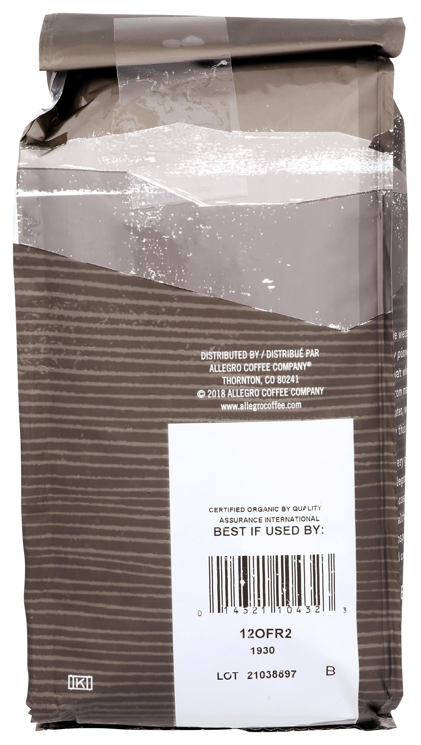 Allegro Coffee French Roast bag front premium packaging preserves aroma