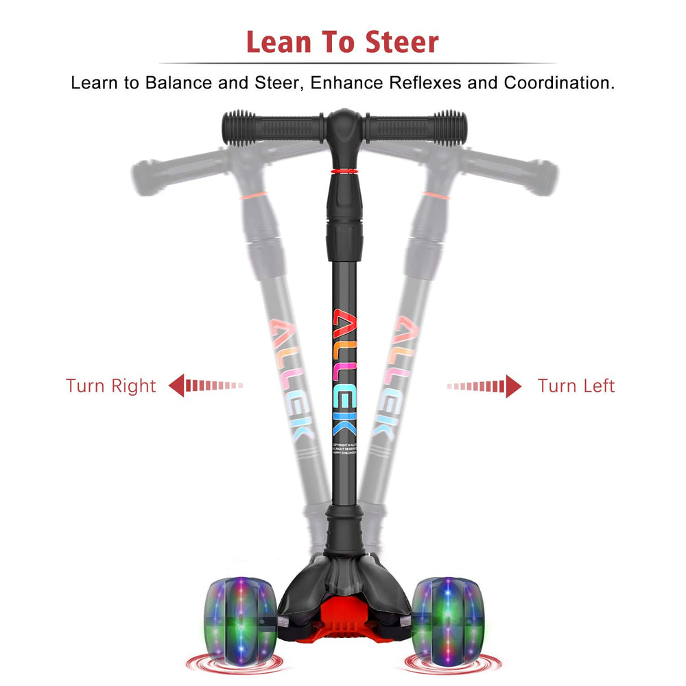 Allek Kick Scooter B02 adjustable stem with secure lock for growing riders.