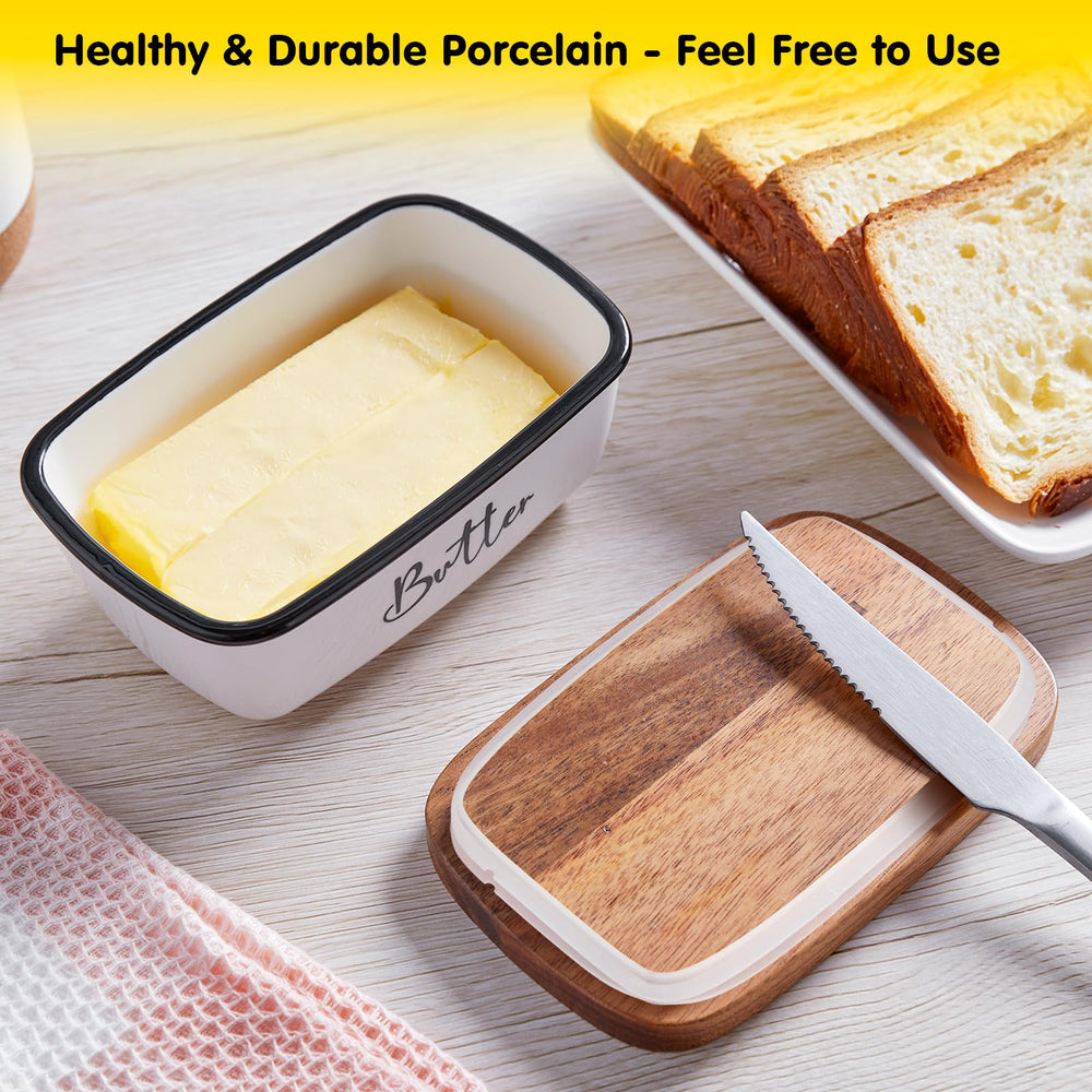 ALELION butter dish with two sticks demonstrates practical serving setup.