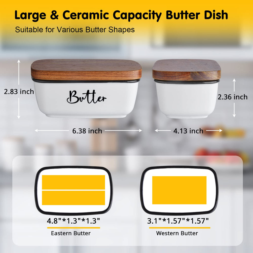 ALELION butter dish lid showing rich acacia wood finish and snug lid fit.