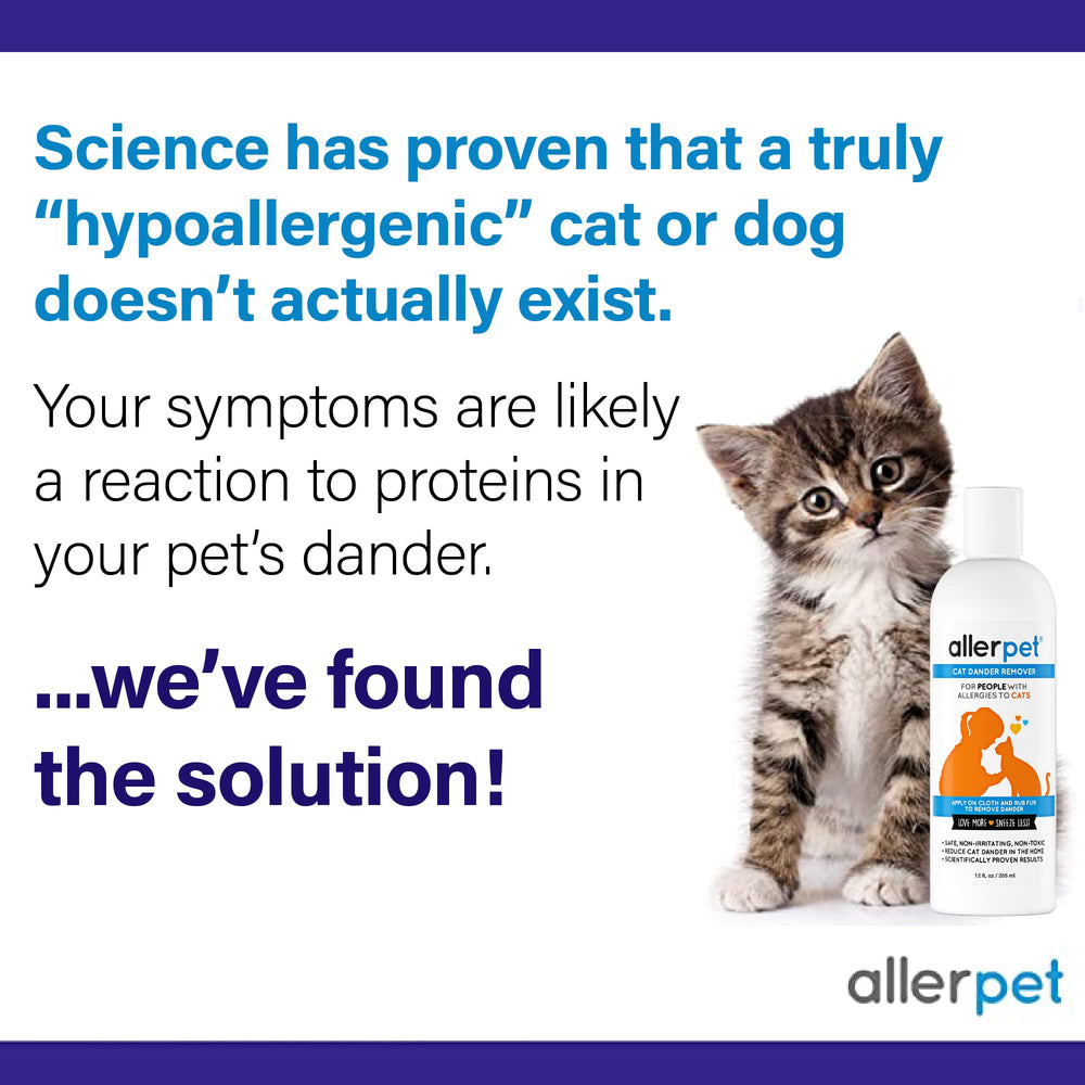 Allerpet Aloe Vera Free spray for targeted dander treatment on fur.