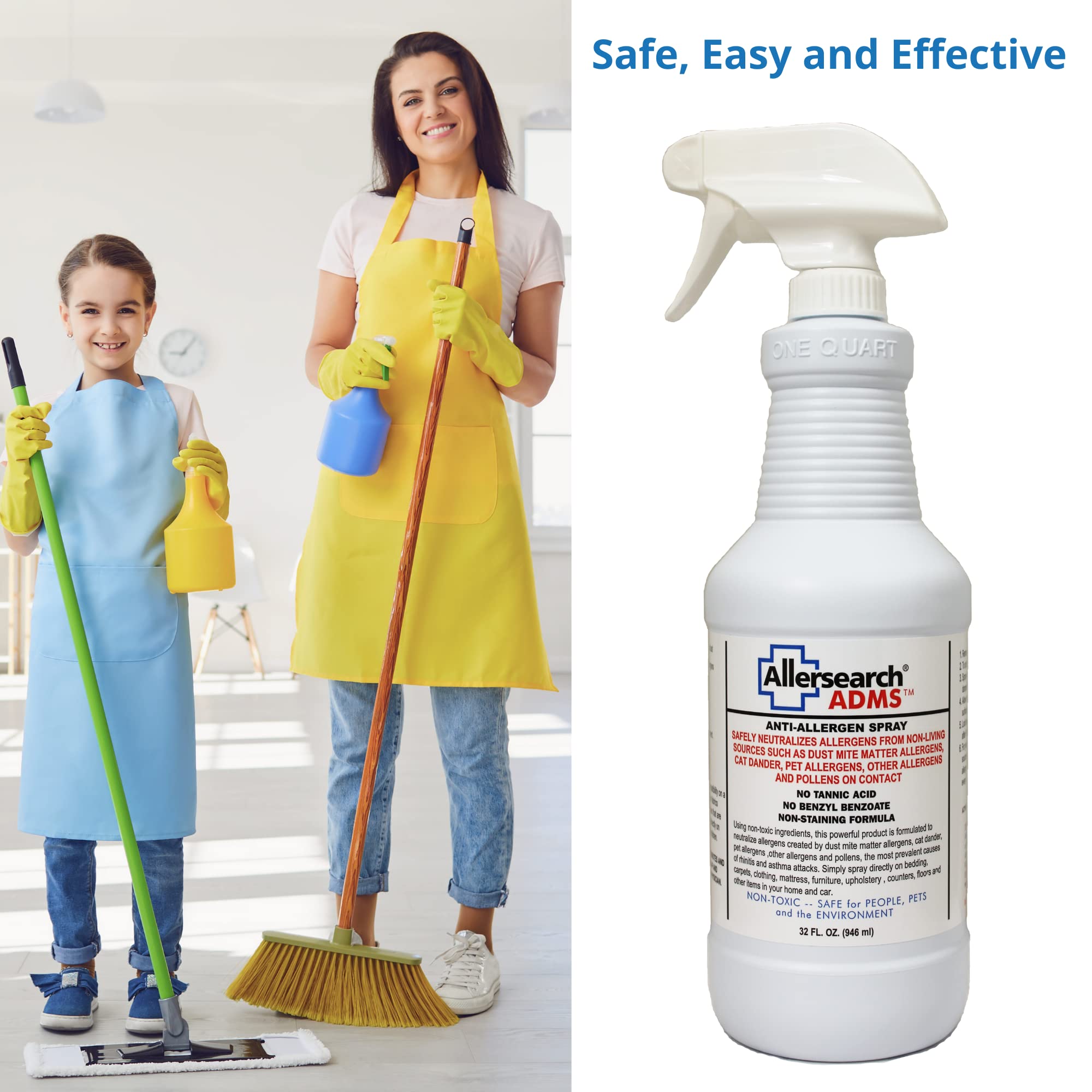 Spray from Allersearch ADMS bottle on fabrics and surfaces