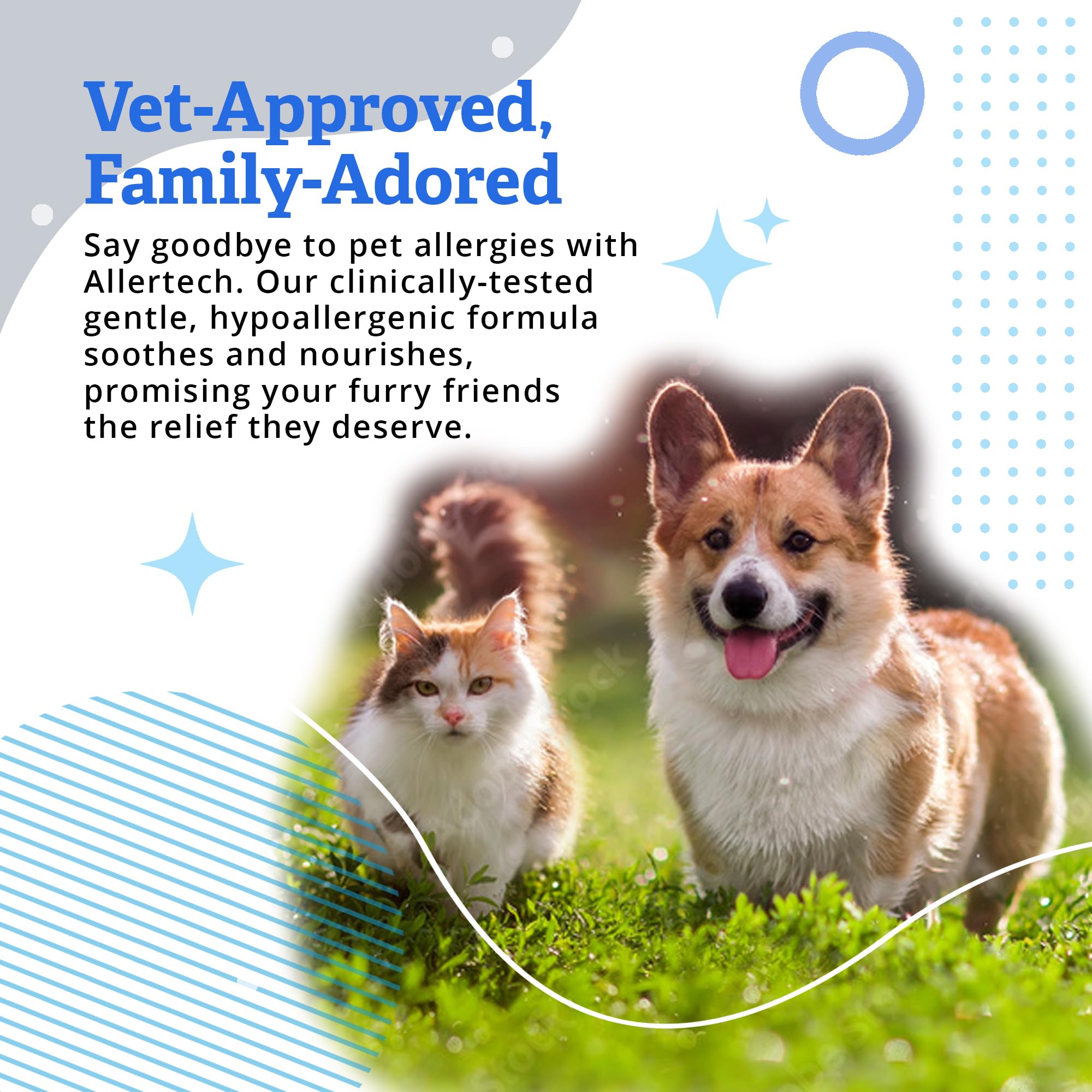 Allertech shampoo removes pet dander from fur during bath