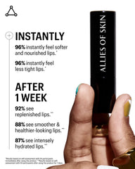 Allies of Skin ingredients chart highlights ceramides and peptides for barrier support.
