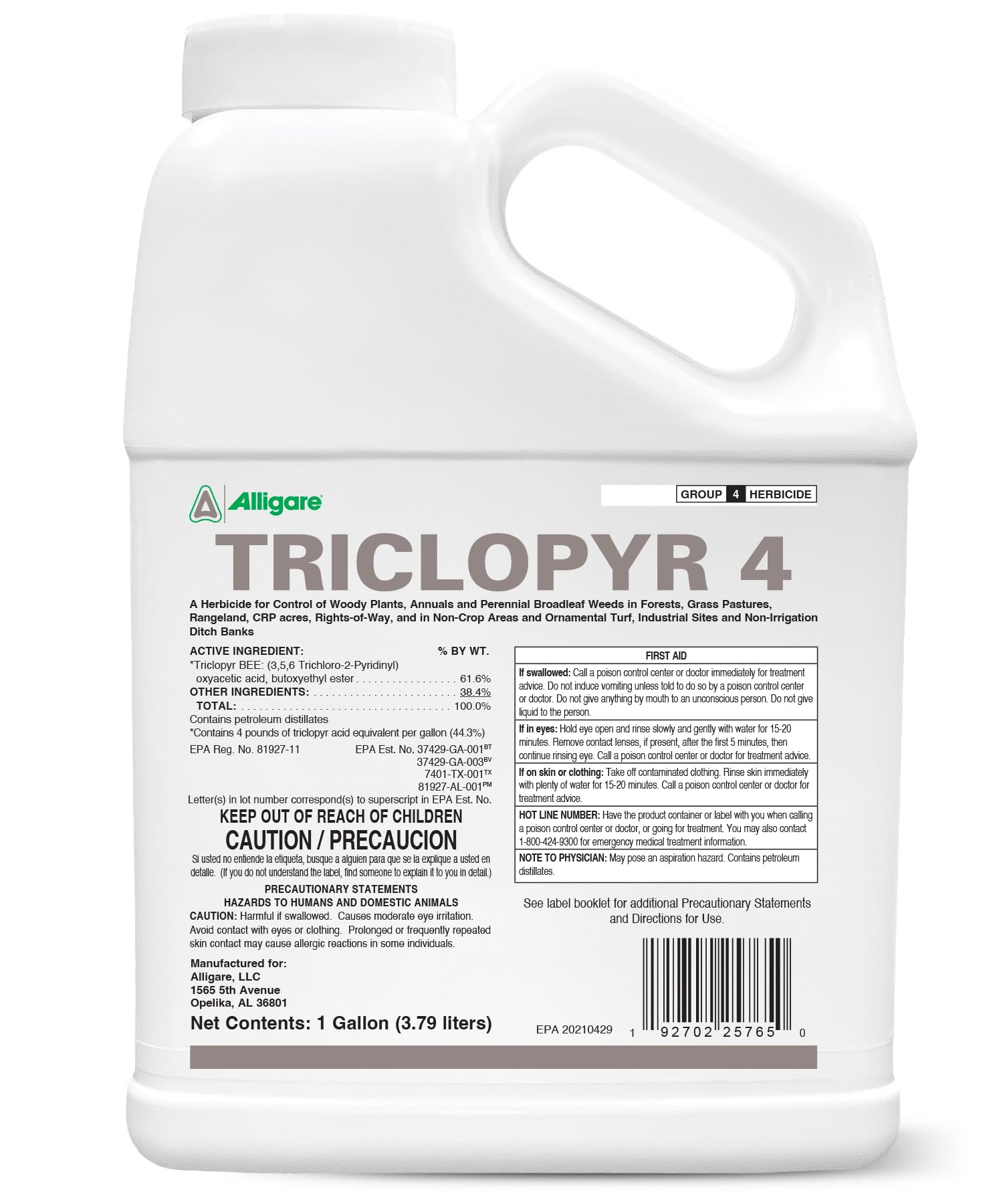 Alligare Triclopyr 4 EC bottle enables targeted weed control in landscapes