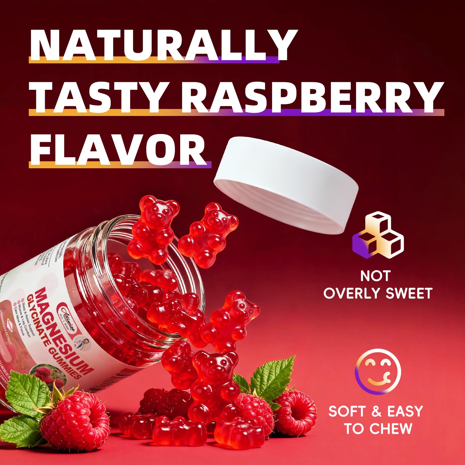 Two gummies shown as a daily dose for a 60-day supply