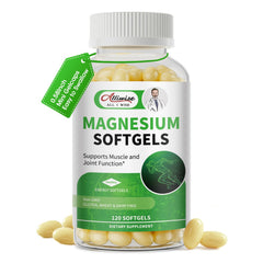 Alliwise magnesium glycinate softgels bottle, easy-to-swallow for daily wellness.