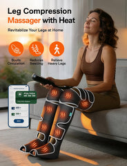 ALLJOY leg massager display shows 5 modes and 4 intensities.