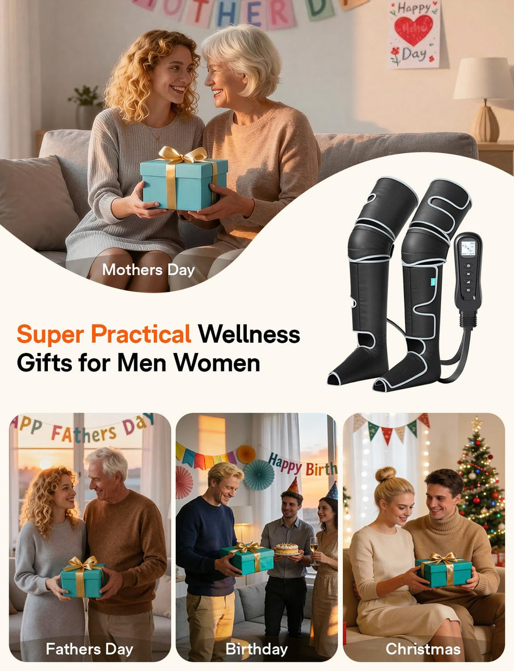 ALLJOY leg massager in home use for relaxation.