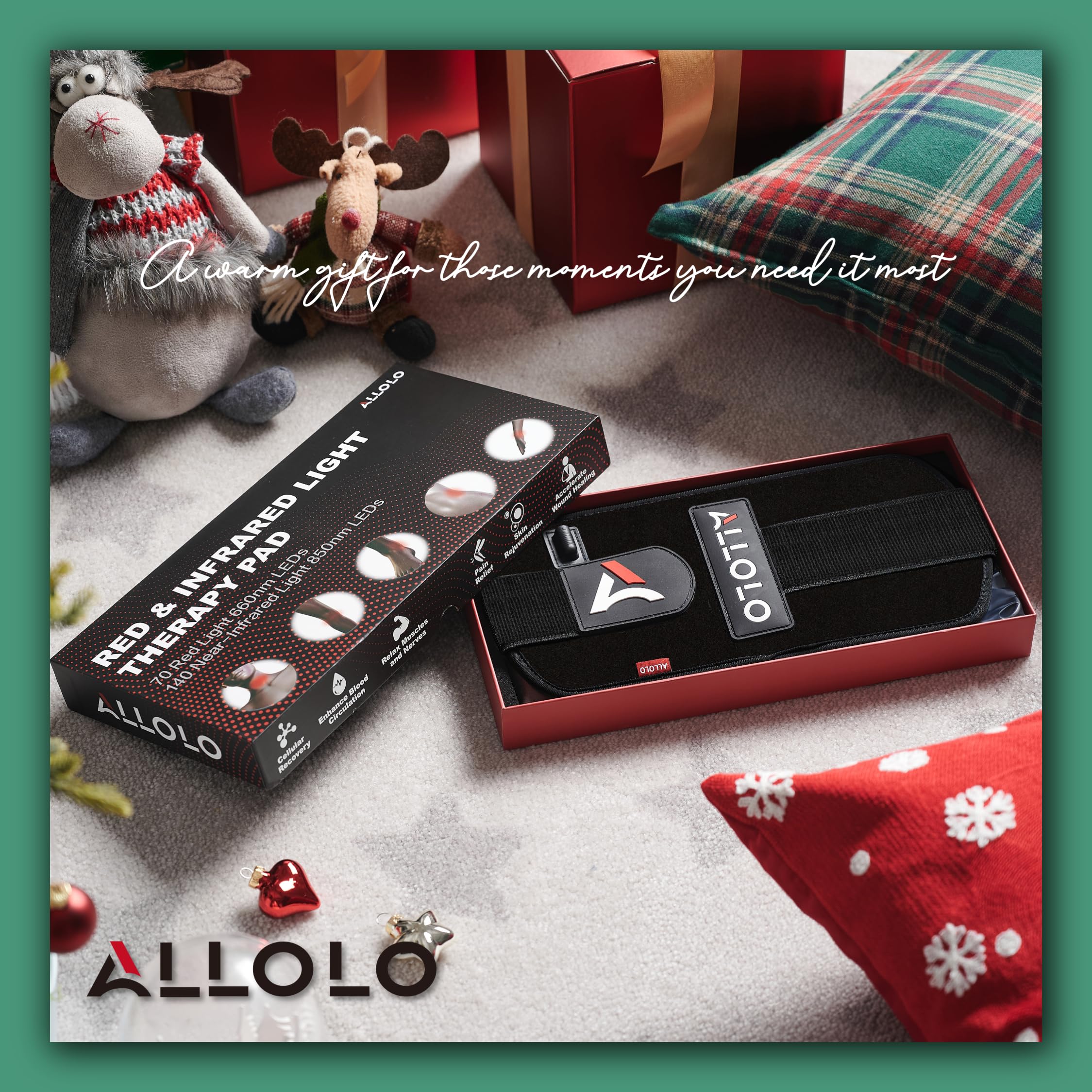 ALLOLO safety note graphic indicating non-heating light therapy