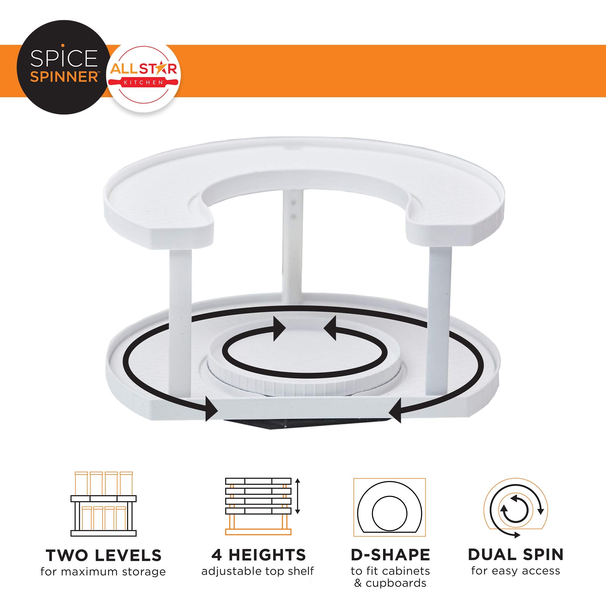 Allstar Innovations Spice Spinner stores up to 40 spices while saving space.