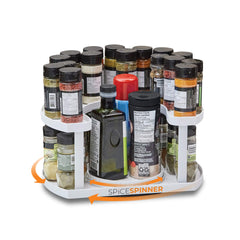 Allstar Innovations Spice Spinner two-tier turntable keeps spices visible and within easy reach.
