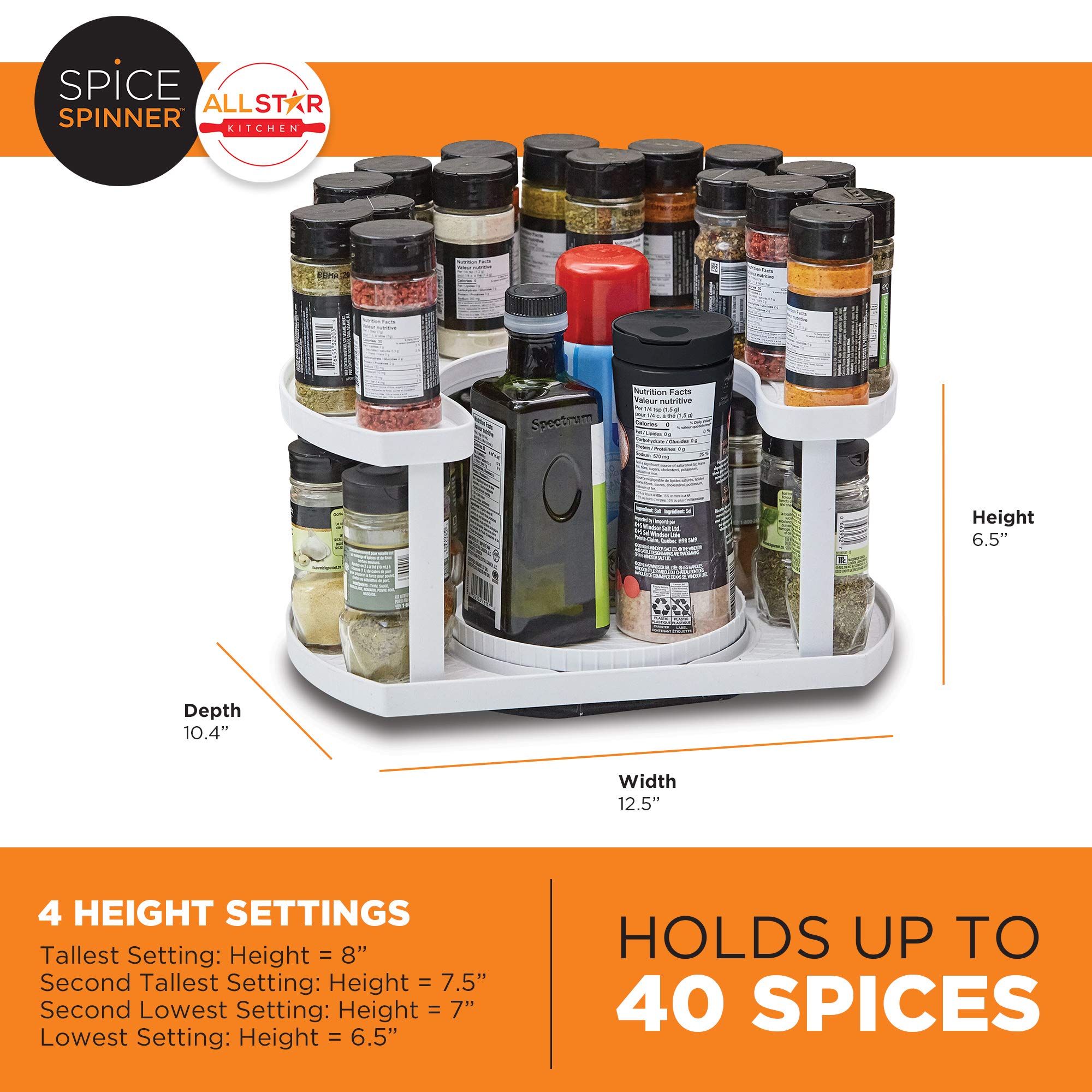 Allstar Innovations Spice Spinner turns to reveal spices, aiding quick cooking.