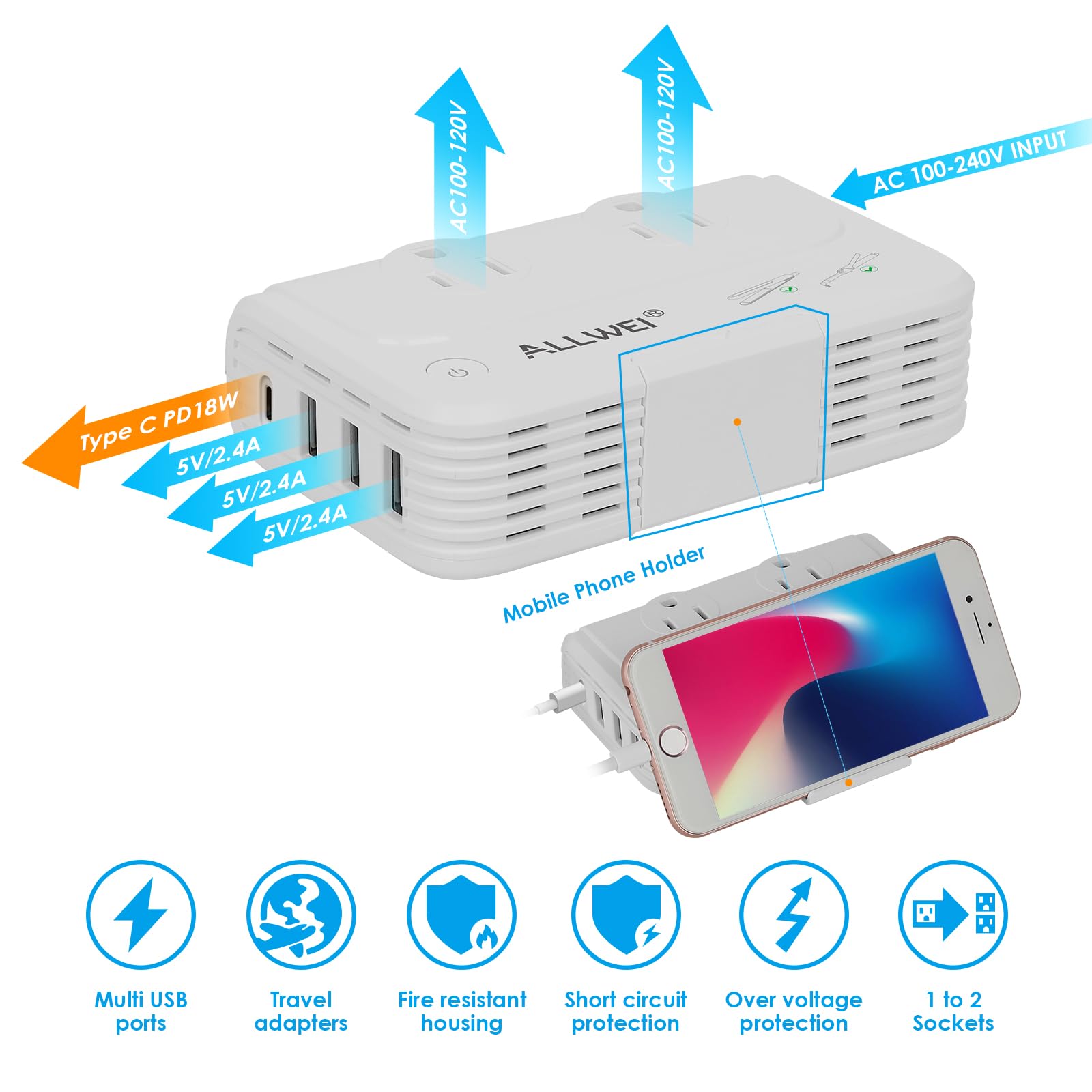 ALLWEI converter features a silent fan for quiet operation.
