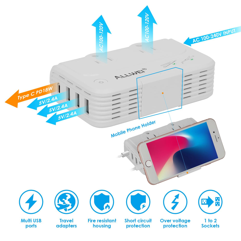 ALLWEI converter features a silent fan for quiet operation.